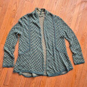 Anthropologie Knitted & Knotted Cardigan Sweater Green Beige L